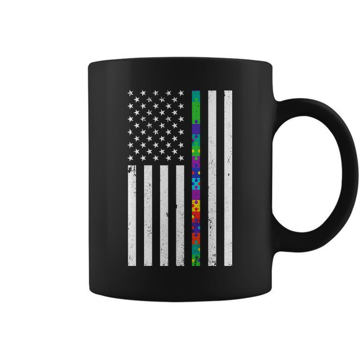 Thin Puzzle Line Autism Flag Coffee Mug