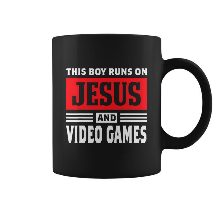 This Boy Runs On Jesus And Video Games Christian Coffee Mug