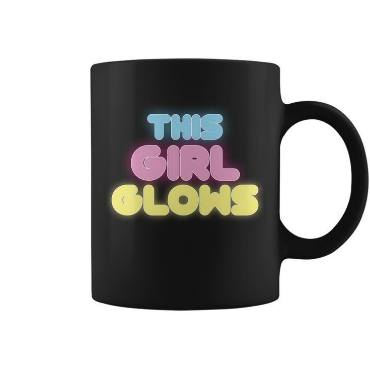 This Girl Glows Retro Neon Party Tshirt Coffee Mug