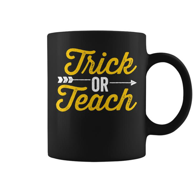 Trick Or Teach Teacher Halloween Vintage Arrow Design Dark  Coffee Mug