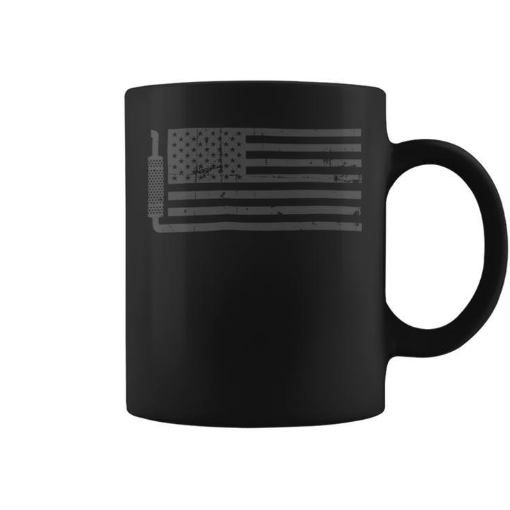 Trucker Truck Driver American Flag With Exhaust Patriotic Trucker_ Coffee Mug