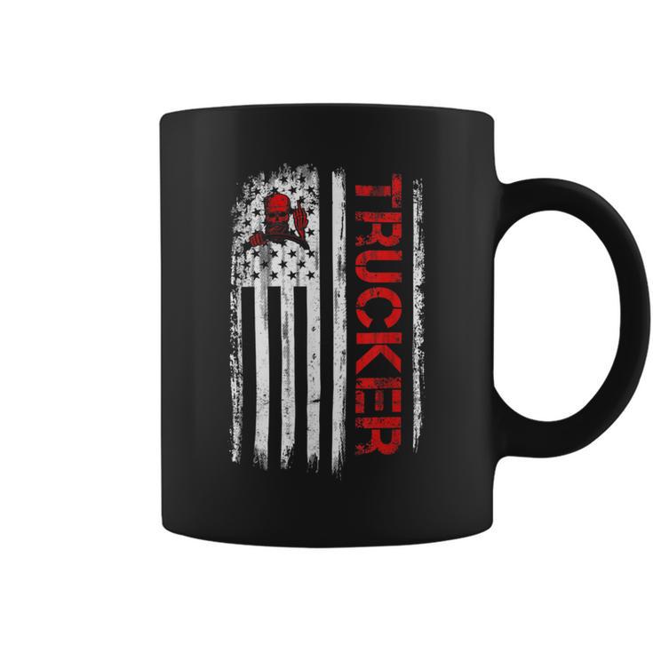 Trucker Trucker American Flag Truck Driver Shirt Truck Driver Coffee Mug