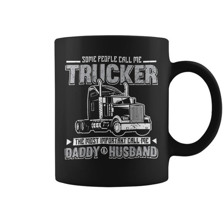 Trucker Trucker Daddy Or Trucker Husband Truck Driver Dad_ V2 Coffee Mug