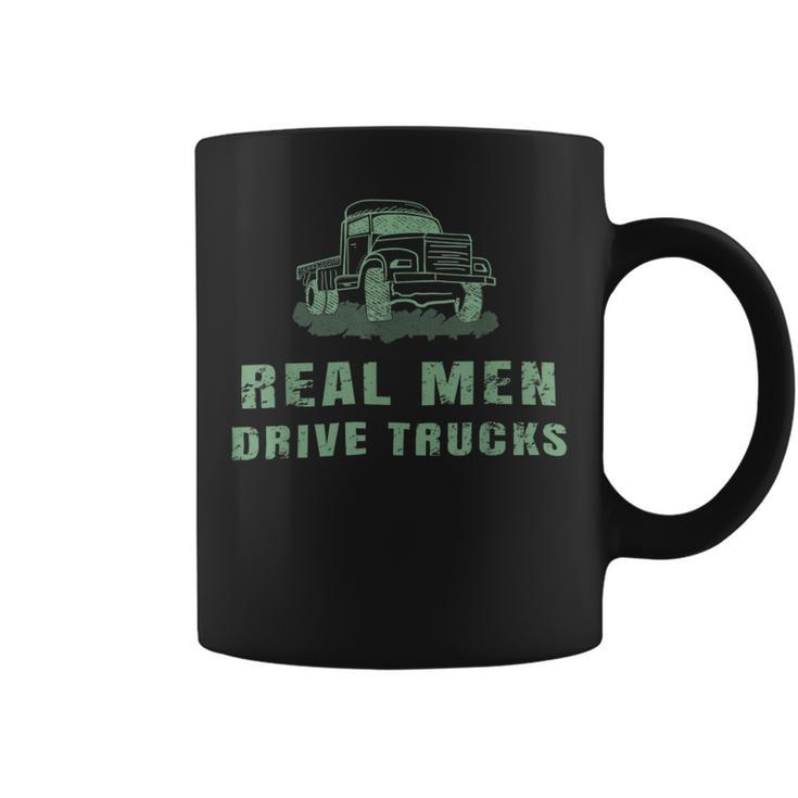 Trucker Trucker Real Drive Trucks Funny Vintage Truck Driver Coffee Mug