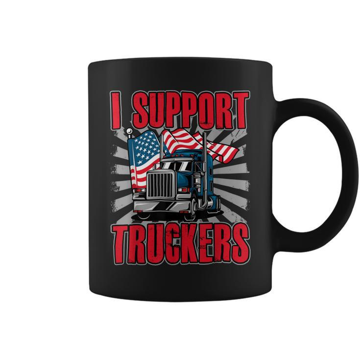 Trucker Trucker Support I Support Truckers Freedom Convoy  Coffee Mug