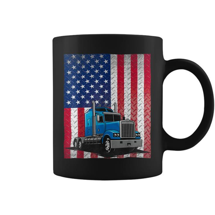 Trucker Trucker Truck Driver American Flag Coffee Mug