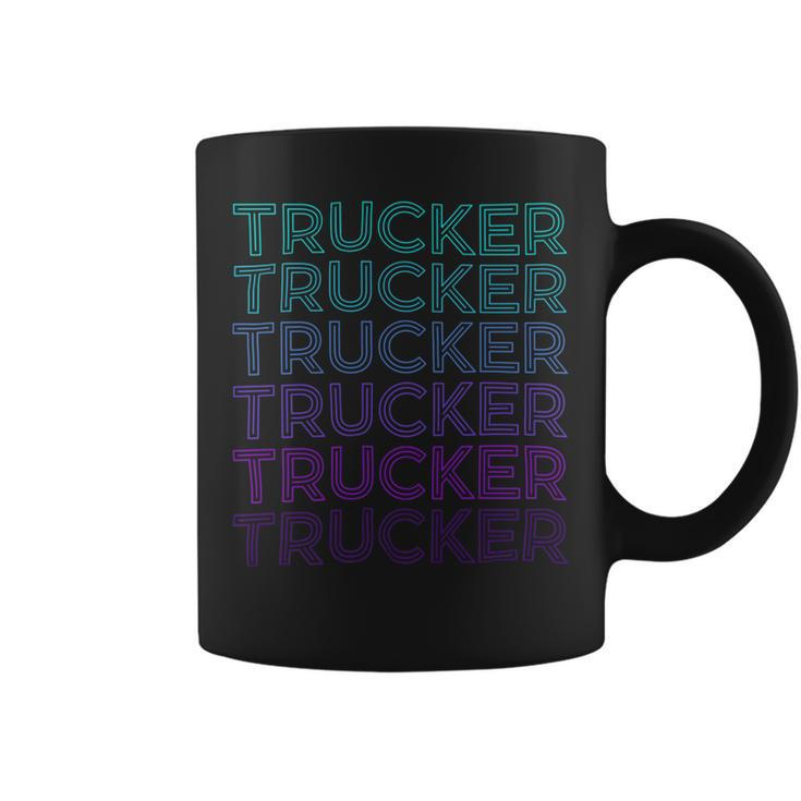 Trucker Trucker Truck Driver Retro V2 Coffee Mug