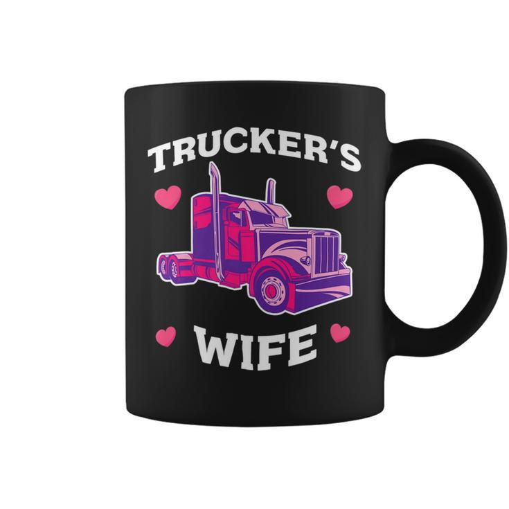 Trucker Truckers Wife Pink Truck Truck Driver Trucker Coffee Mug