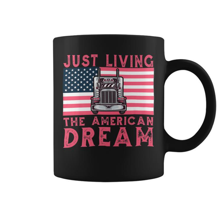 Trucker Woman Trucker Usa Flag For Girl Truck Driver American Truck Coffee Mug