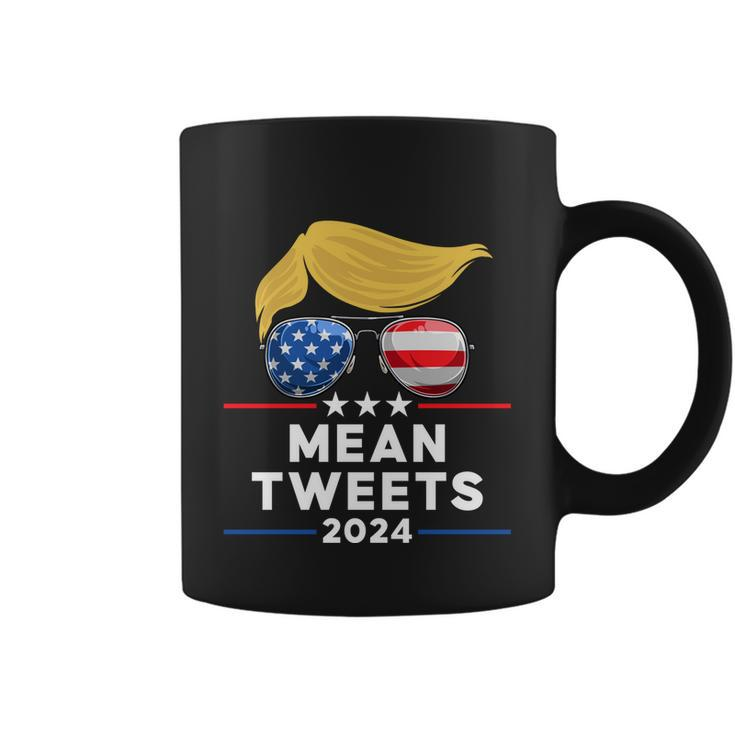 Trump 2024 Mean Tweets Usa Flag Sunglasses Funny Political Gift Coffee Mug