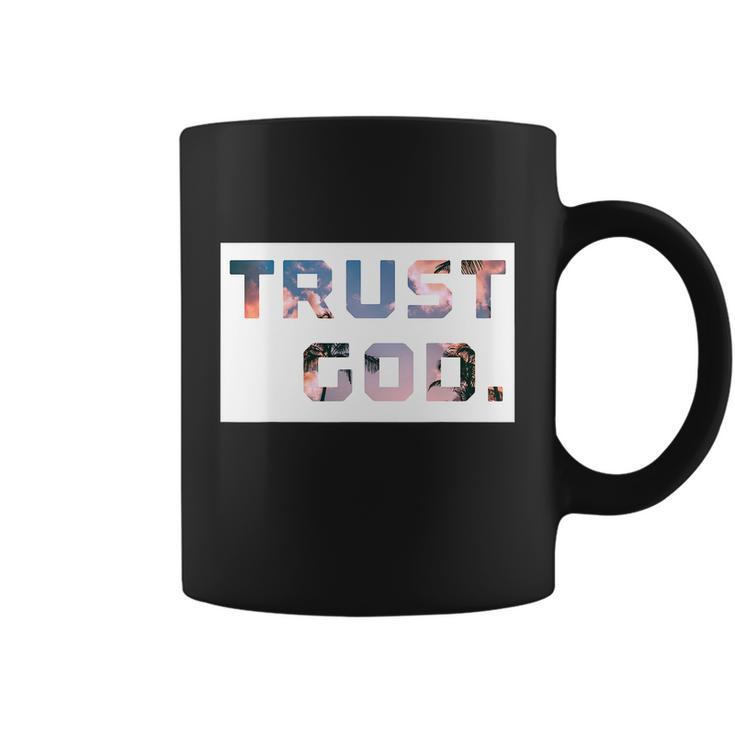 Trust God Period Palm Trees Inspiring Christian Gear Coffee Mug