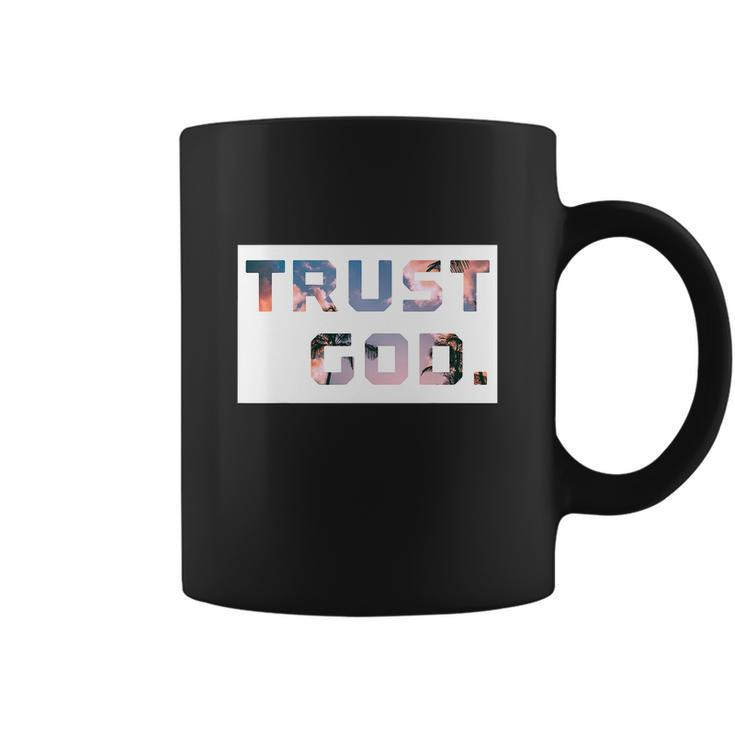 Trust God Period Palm Trees Inspiring Funny Christian Gear Coffee Mug