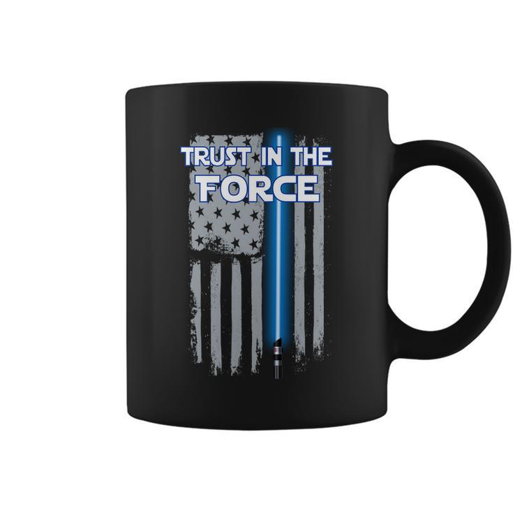 Trust In The Force American Blue Lightsaber Police Flag Tshirt Coffee Mug