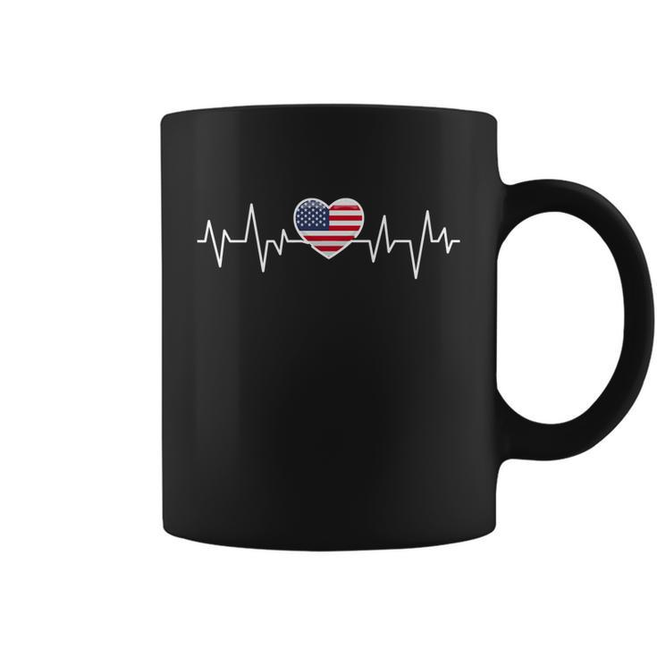 United States Heartbeat American Flag American Pride Gift Coffee Mug