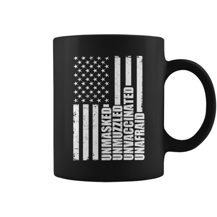 Unmasked Unmuzzled Unvaccinated Unafraid Us Flag Tshirt Coffee Mug