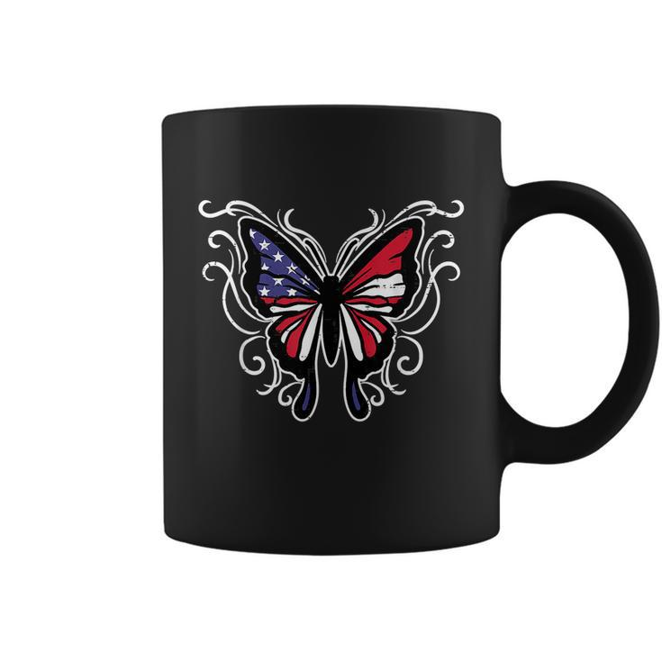 Us American Flag Butterfly Vintage 4Th Of July Patriotic Coffee Mug