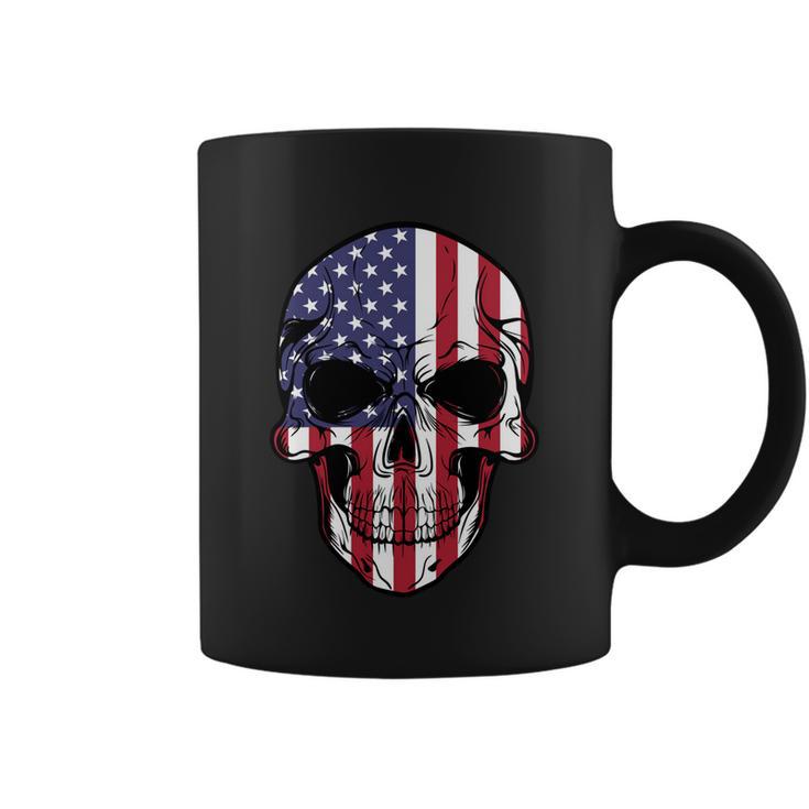 Us American Flag Patriotic Skull Gift Coffee Mug