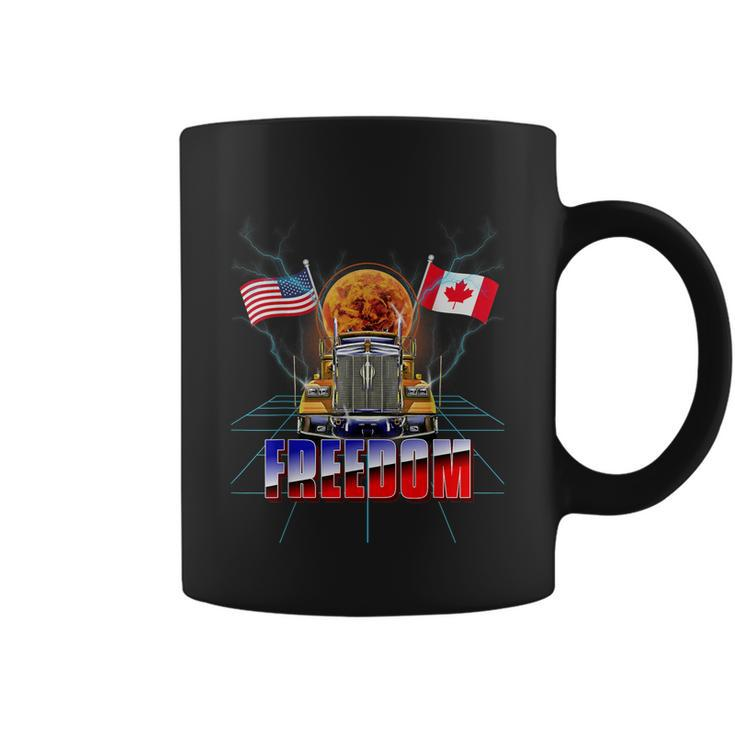 Usa American And Canada Flag Freedom Convoy 2022 Trucker Tshirt Coffee Mug