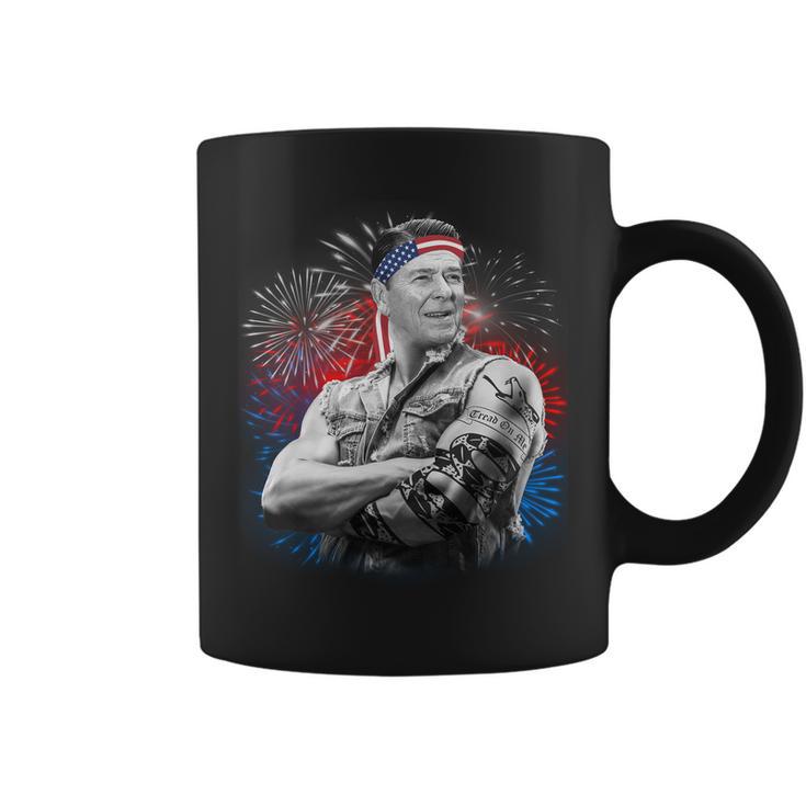 Usa Fireworks Patriotic Ronald Reagan Coffee Mug