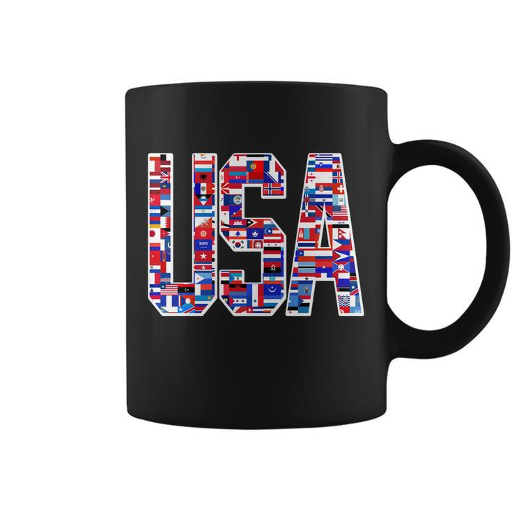 Usa World Flags Pattern Coffee Mug