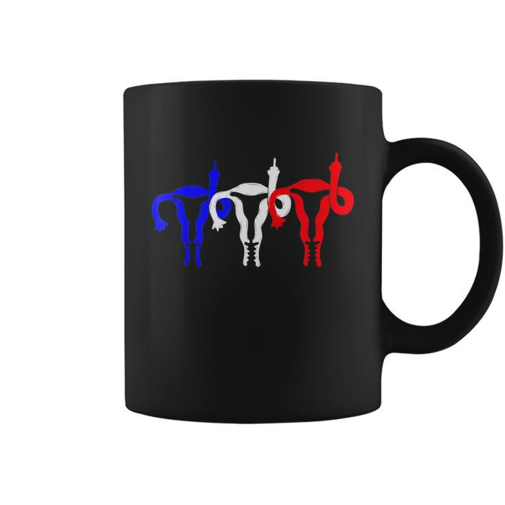 Uterus Shows Middle Finger Feminist Blue Red 4Th Of July V2 Coffee Mug