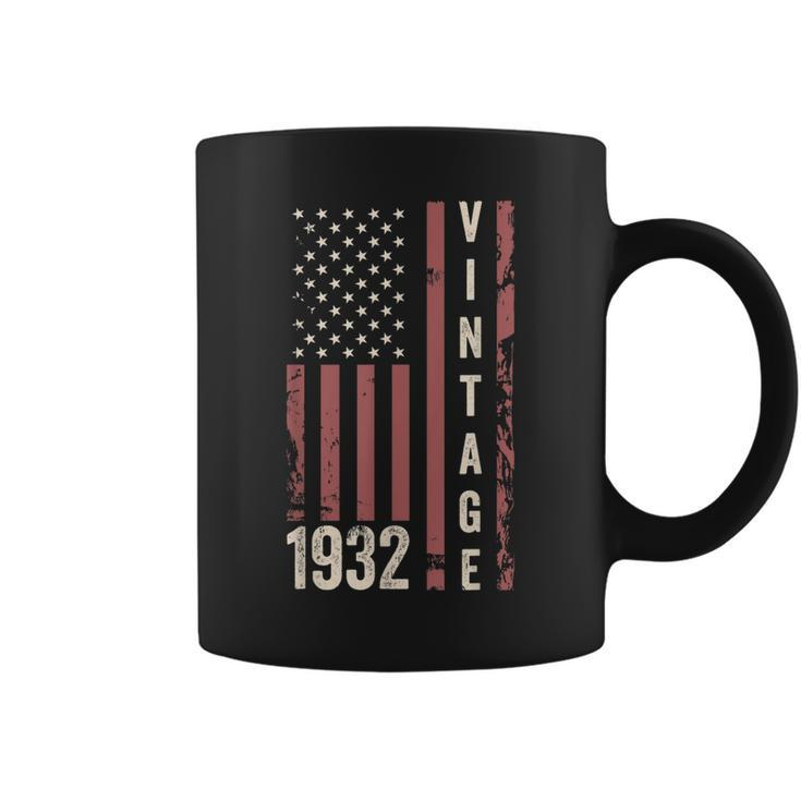 Vintage 1932 90Th Birthday 90 Years Old Funny American Flag  Coffee Mug