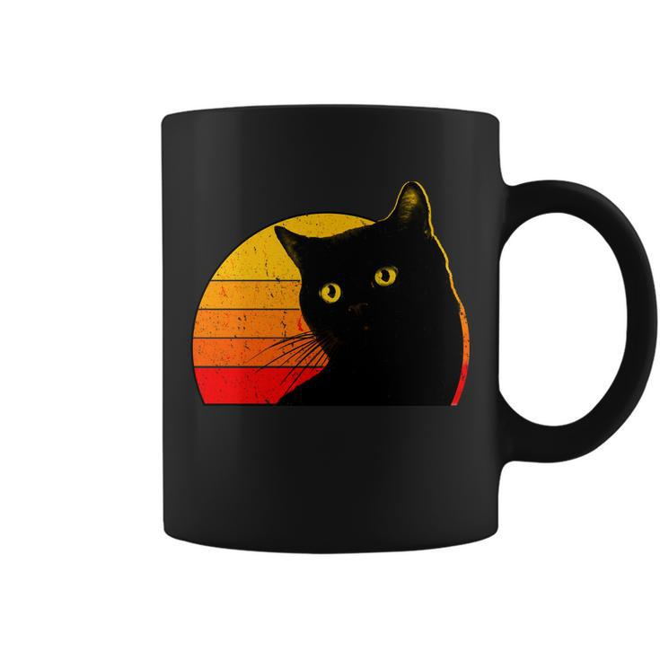 Vintage 80S Style Black Cat Retro Sun Coffee Mug