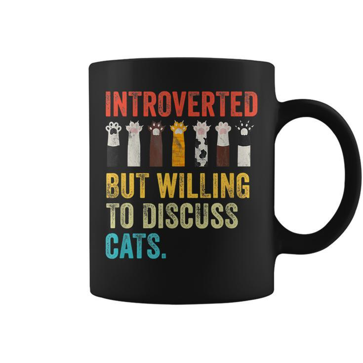 Vintage Cat Meow Introverted But Willing To Discuss Cats Coffee Mug