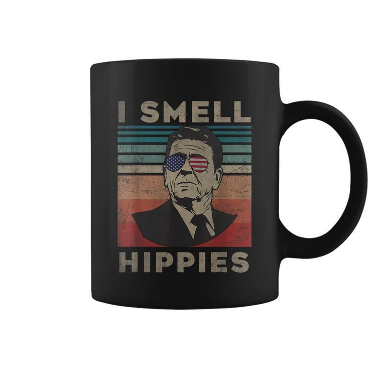 Vintage Distressed Retro Reagan President I Smell Hippies Coffee Mug