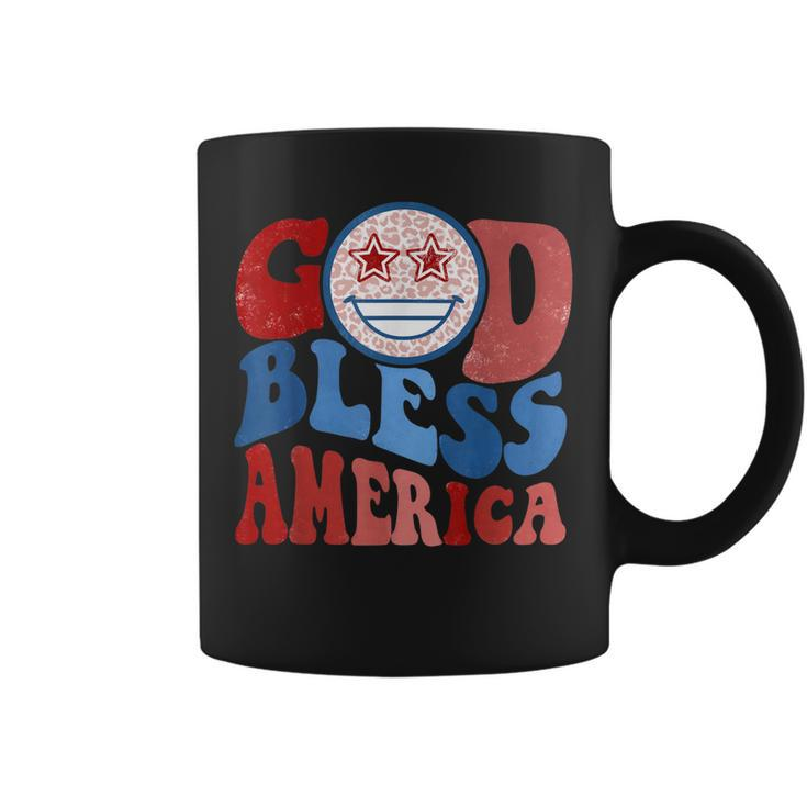 Vintage God Bless America Leopard 4Th Of July Patriotic Day  Coffee Mug