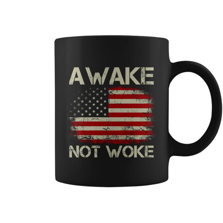 Vintage Old American Flag Awake Not Woke Tshirt Coffee Mug