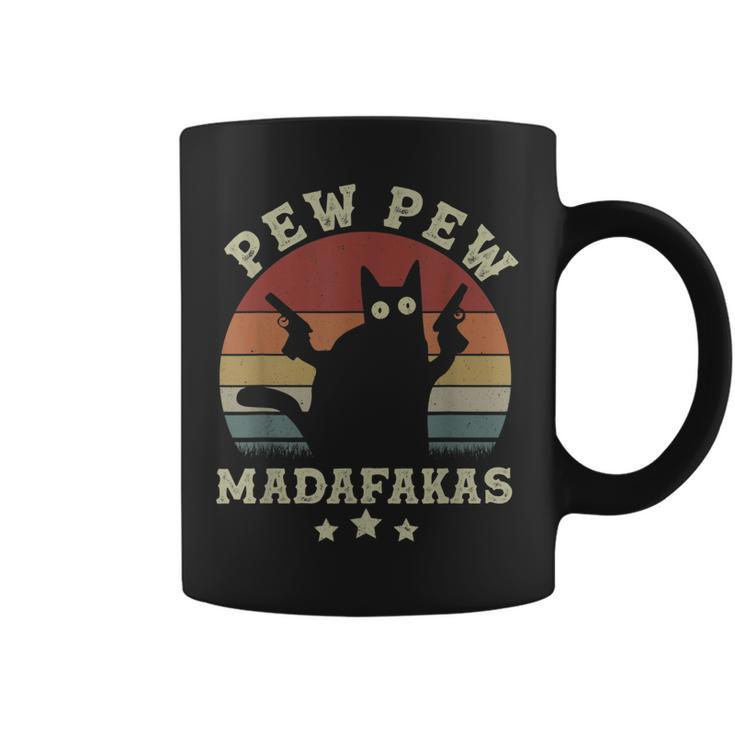 Vintage Pew Pew Madafakas Funny Crazy Black Cat Halloween  Coffee Mug