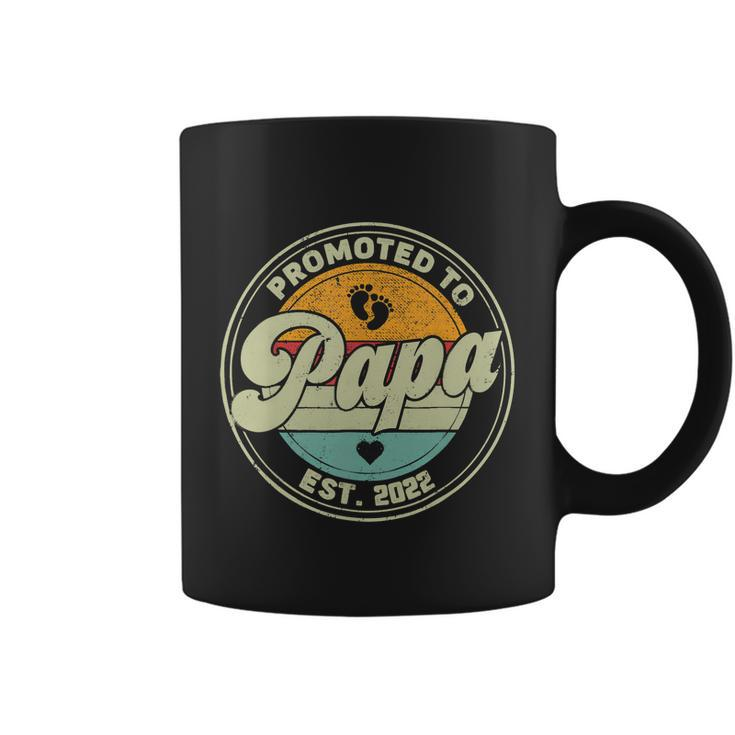 Vintage Promoted To Papa 2022 For New Papa First Time Retro Coffee Mug