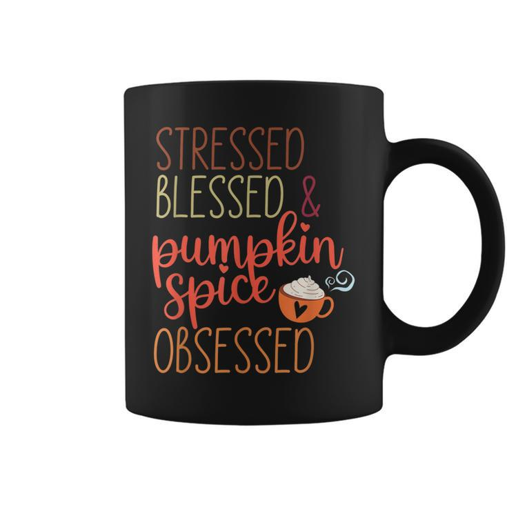 Vintage Stressed Blessed & Pumpkin Spice Obsessed Fall Coffee Mug