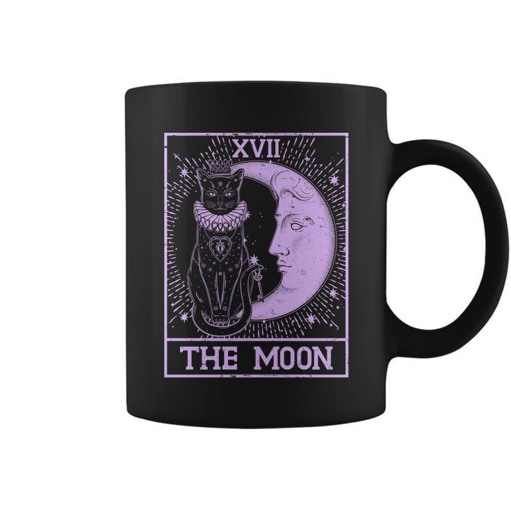 Vintage Tarot Card Xvii The Moon Black Cat Coffee Mug