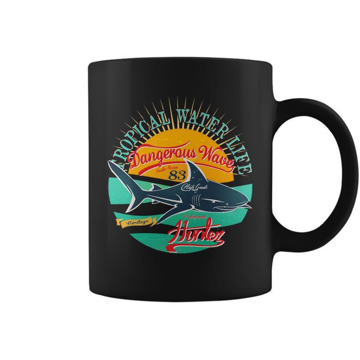 Vintage Tropical Water Life Dangerous Wave Hunter Shark Coffee Mug