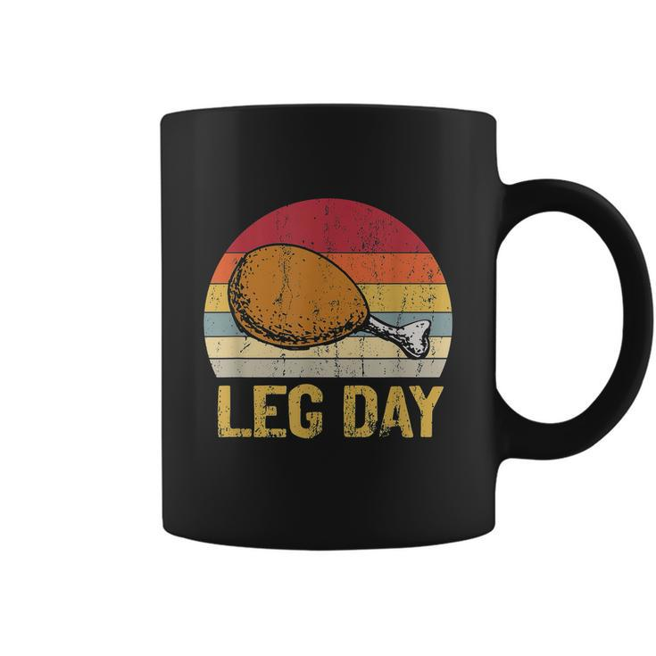 Vintage Turkey Thanksgiving Its Leg Day Gym Workout Tshirt Coffee Mug