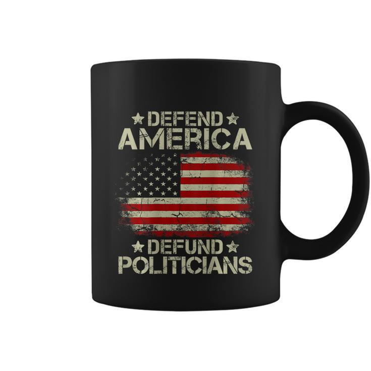 Vintage Usa Flag Defend America Defund Politicians Coffee Mug