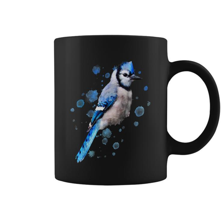 Watercolor Blue Jay Bird Artistic Animal Artsy Painting Coffee Mug