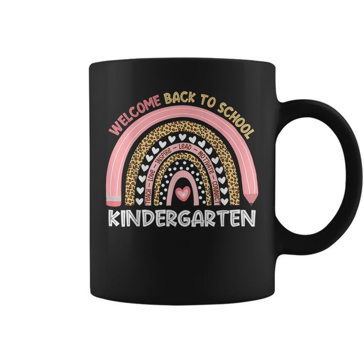 Welcome Back To School Kindergarten Teacher Rainbow Leopard  Coffee Mug
