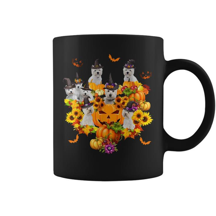 Westie Witch Heart Pumpkin Sunflower Halloween Thanksgiving  Coffee Mug