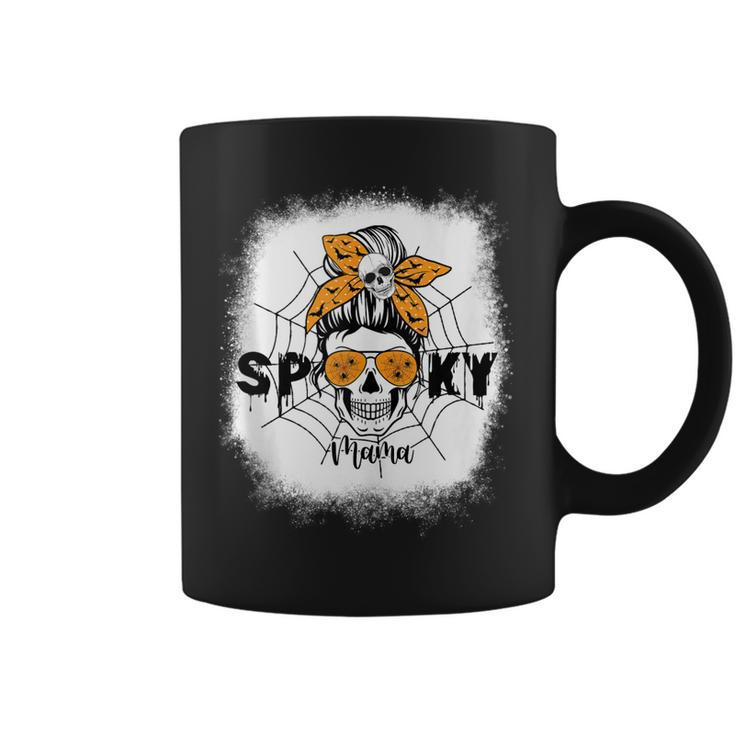 Women Spooky Mama Halloween Skull Messy Bun Witch Mom  Coffee Mug