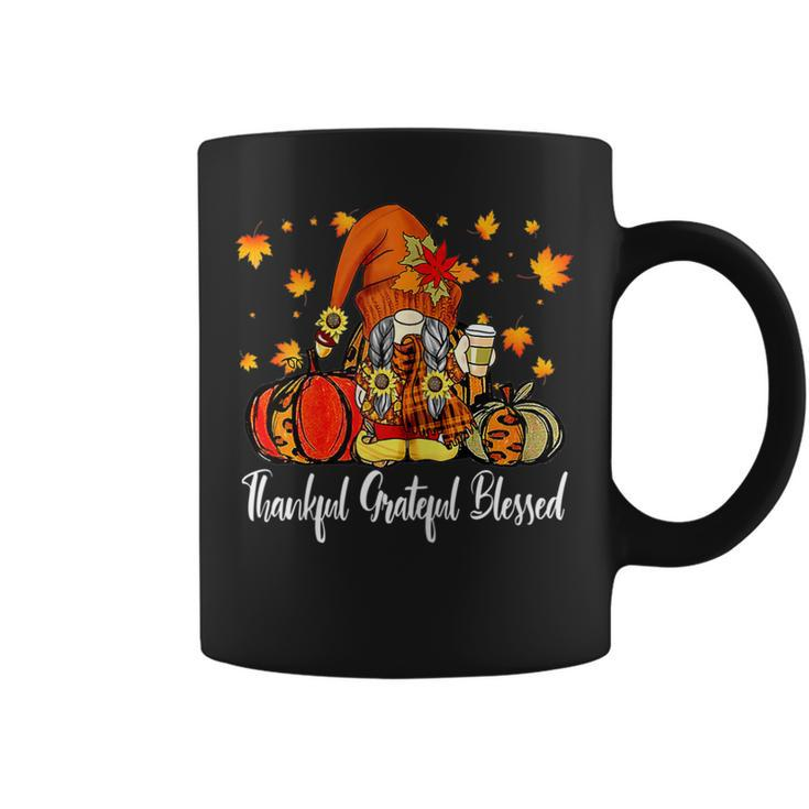 Womens Autumn Fall Outfit Gnome Thankful Grateful Blessed Pumpkin  V2 Coffee Mug