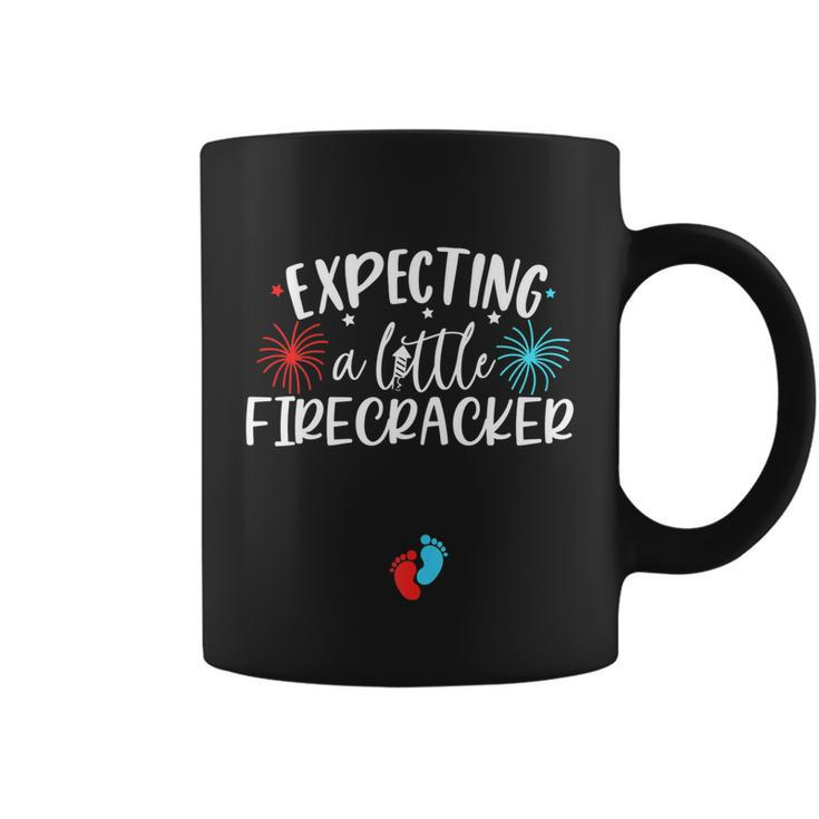 Womens Expecting A Little Firecracker Funny 4Th Of July Pregnant Coffee Mug