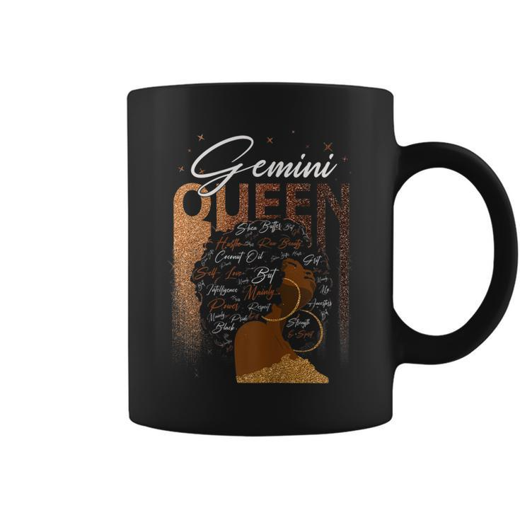 Womens Funny Gemini Girl Zodiac Birthday Pride Melanin Afro Queen  Coffee Mug
