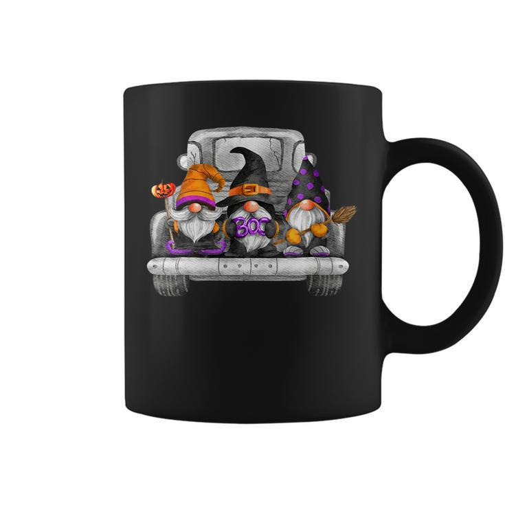 Womens Halloween Truck Drive Gnomes Witch Broom Hat Pumpkin Costume Coffee Mug