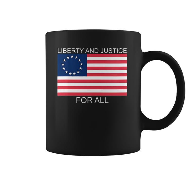 Womens Liberty And Justice For All Betsy Ross Flag American Pride  Coffee Mug