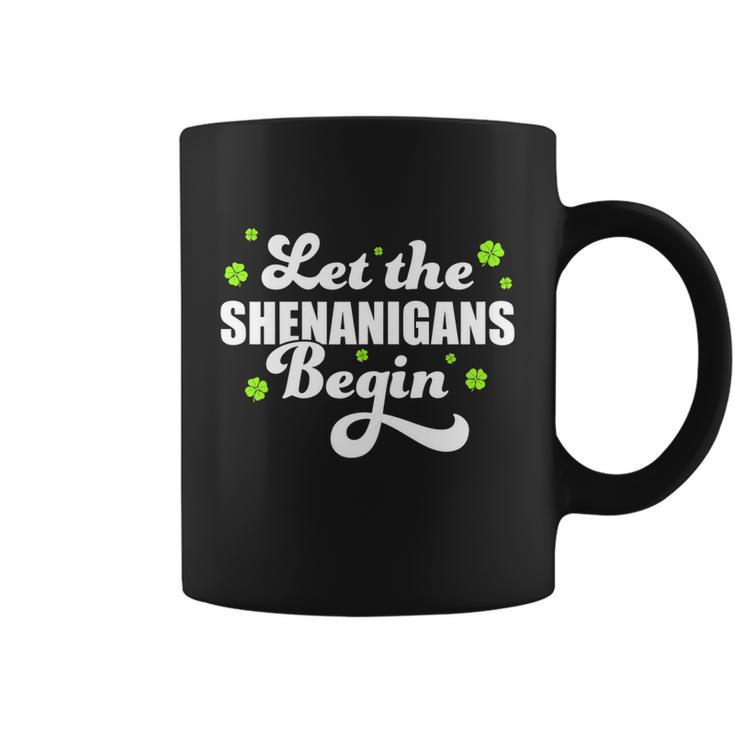Womens St Patricks Day Let The Shenanigans Begin Shamrock Clover Coffee Mug