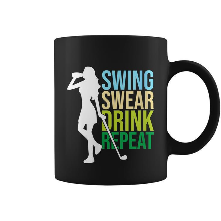 Womens Swing Swear Drink Repeat Love Golf Coffee Mug
