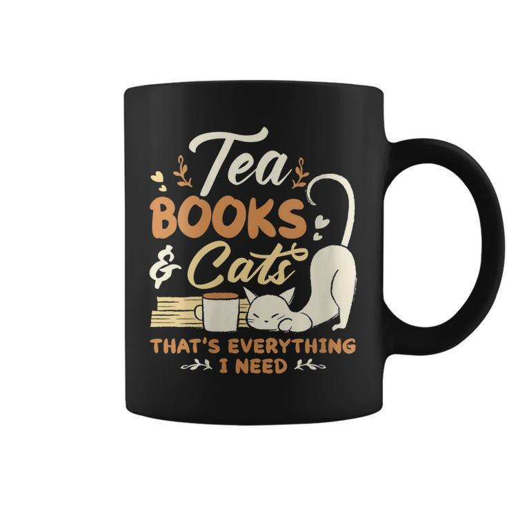 Womens Tea Books And Cats Cat Book Lovers Reading Book  Coffee Mug